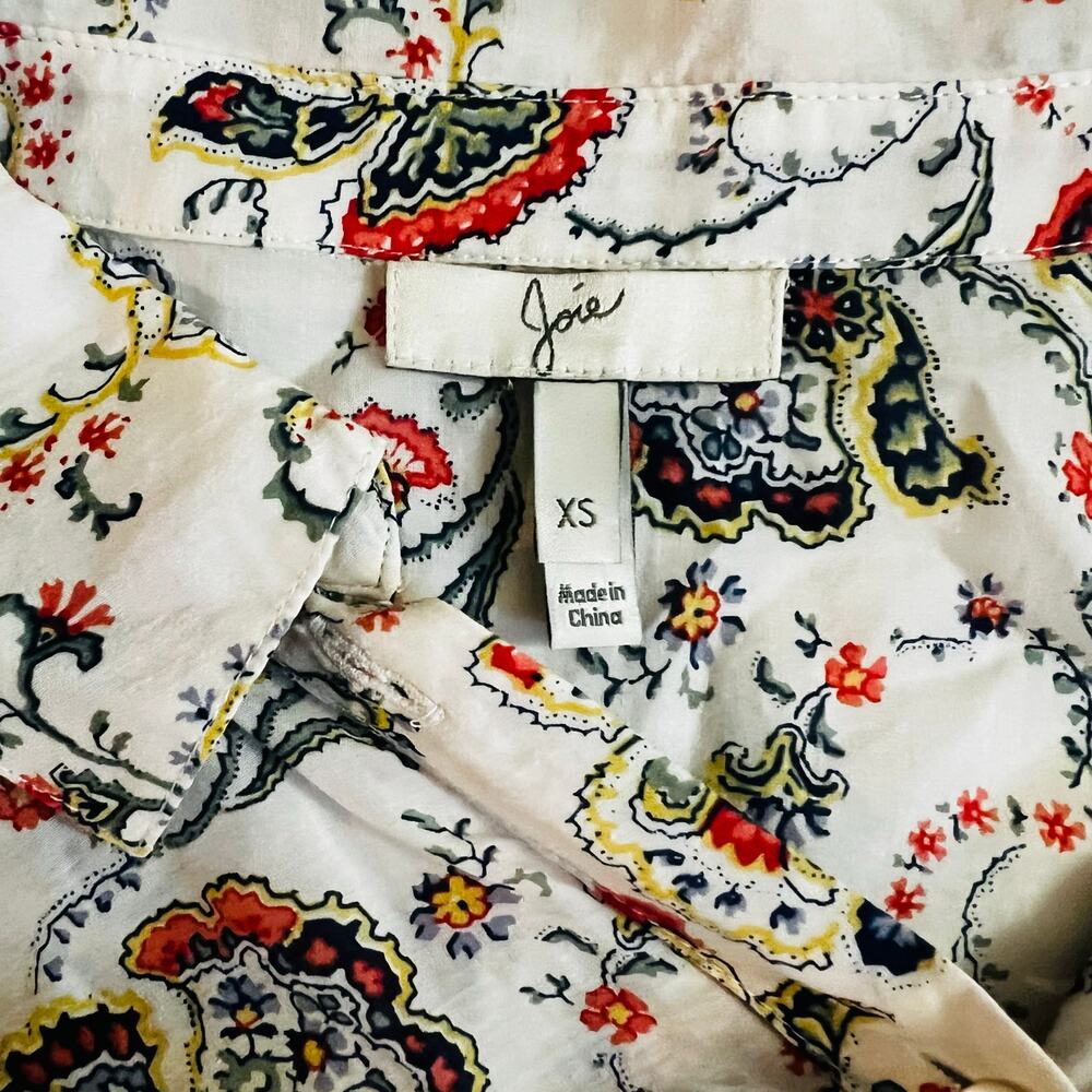 Joie Katrine Silk Blend Floral Print Button Front Long Sleeve Top Size XS Multi - Picture 4 of 8